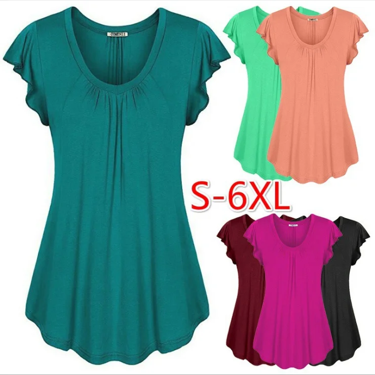 

Women's Fashion Casual Summer Sexy Solid Color V-neck short sleeve T-shirt, As show