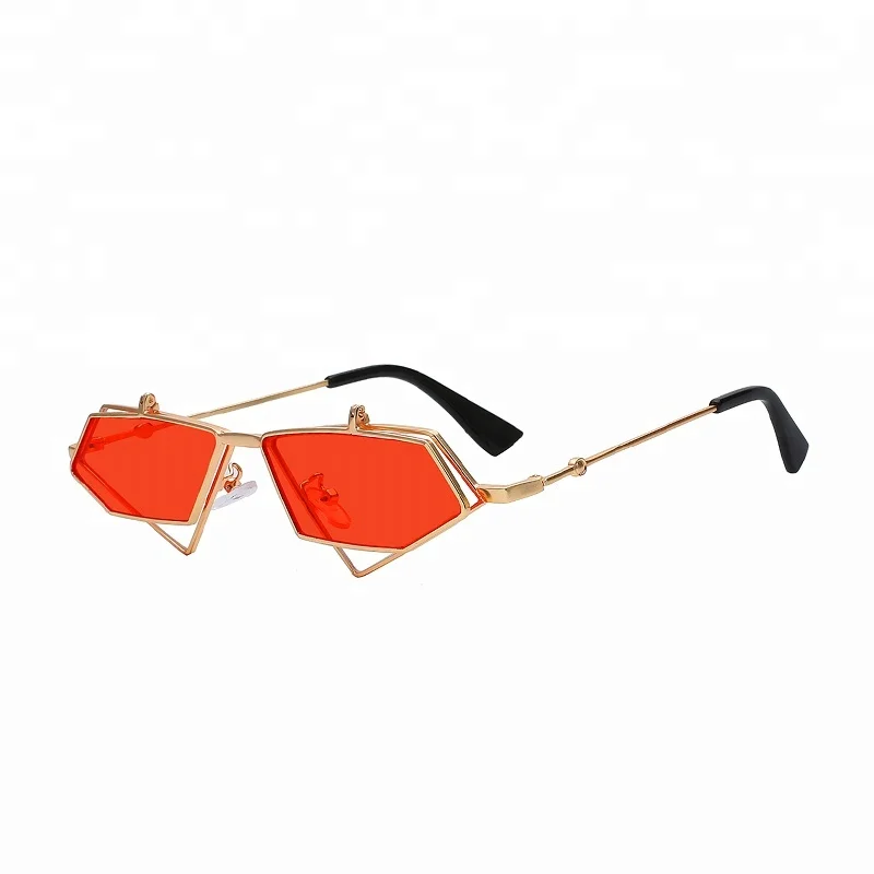 

Retro vintage polygon metal frame double lens flip up sunglasses punk sunglasses