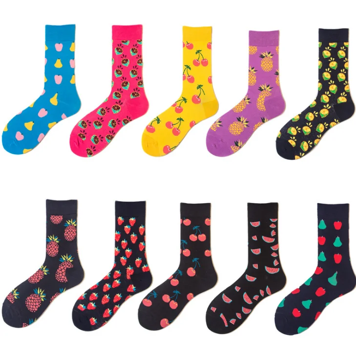 

Men's Cute Funny Fruit Socks Custom Logo Daily Wear Eco Friendly Factory Socks