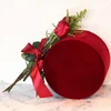 Cocostyles personalized luxury red wine round velvet welcome gift box with ribbon for christmas or valentine's day gift set