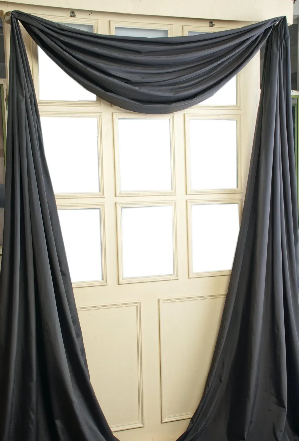 black window scarf valance