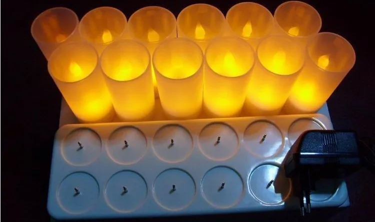 Rechargeable 12-LED LED Tealight flicker Flameless led tea light candle For Wedding Birthday