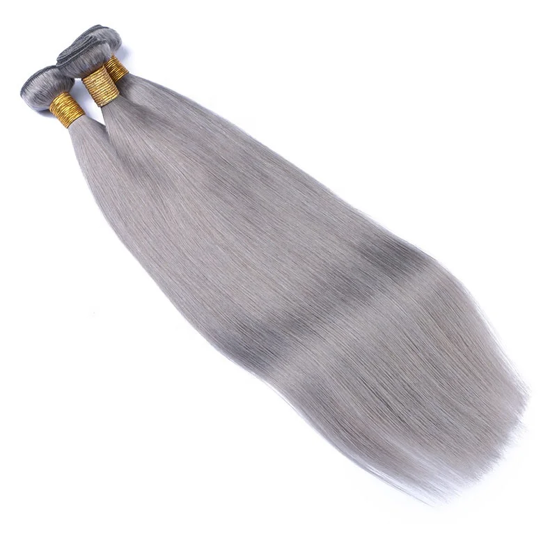 

Factory Virgin brzailian Hair Weave Wholesale silky straight human hair gray color hair bundles