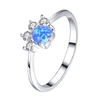 Hainon August rings jewelry women silver color Cute cat claw shape white/blue opal rings girl gift jewelry wholesale