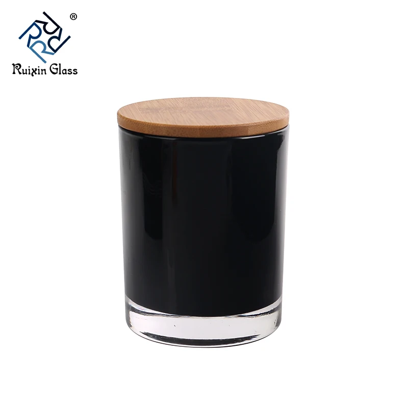 Cj01 Wholesale Candle Jars With Wooden Lids,Matte Black Candle Jar