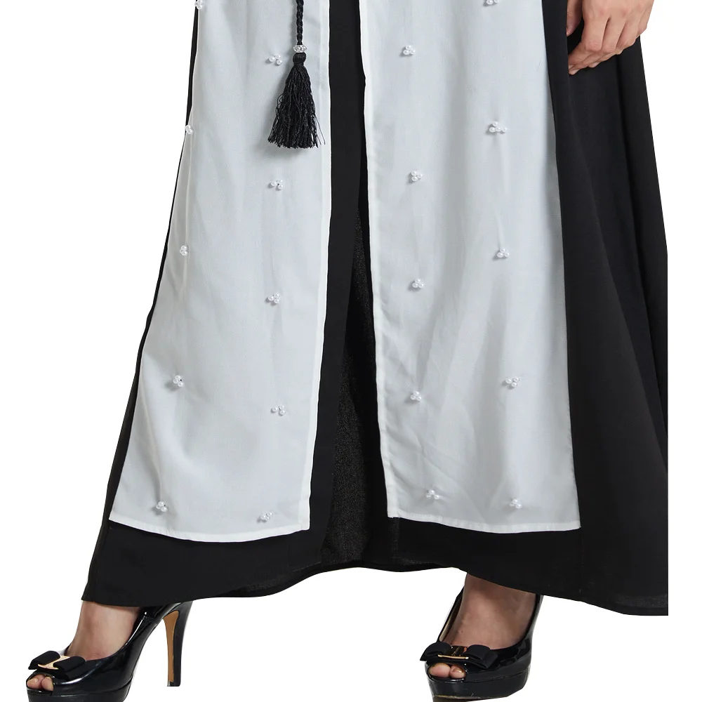
2020 Classic style front open abaya handmade beading saudi arabia long dress moroccan kaftan islam clothes turkey clothing 