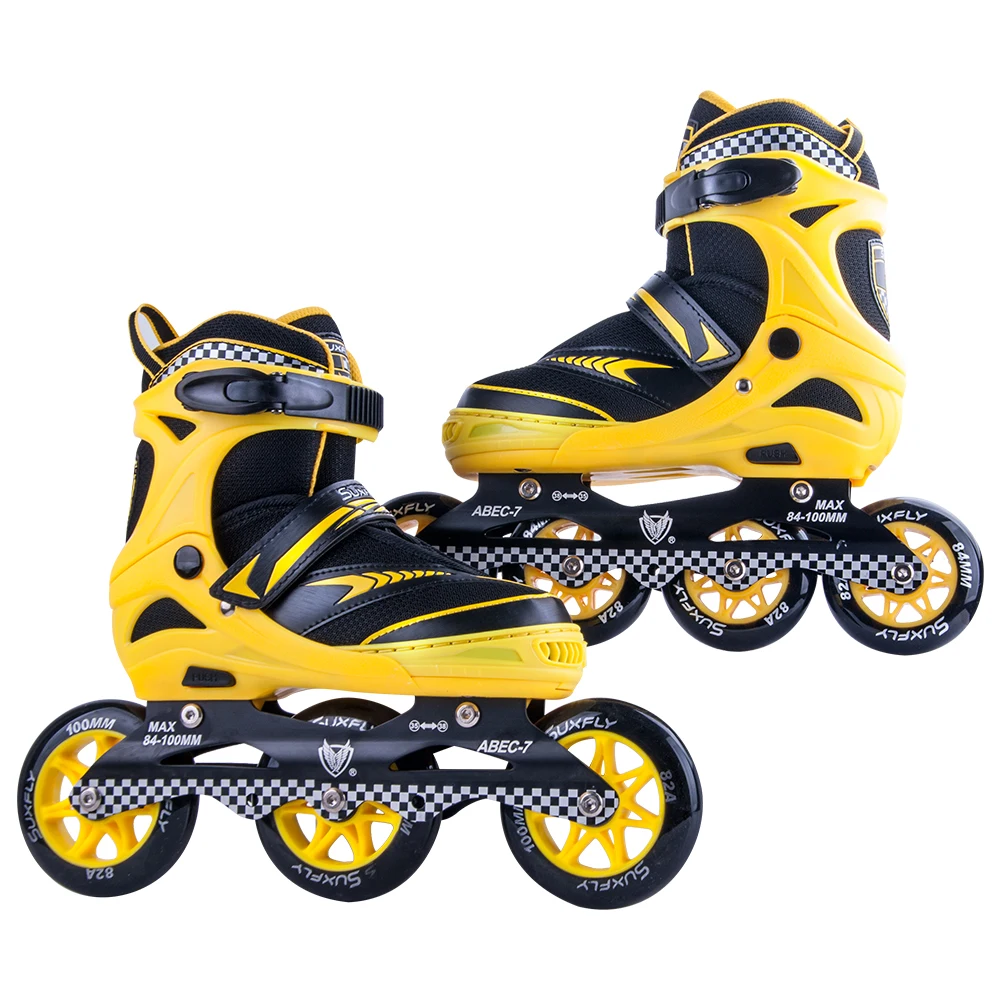 

Fashion design outdoor sports LED light 3 big wheels junior adult inline skates
