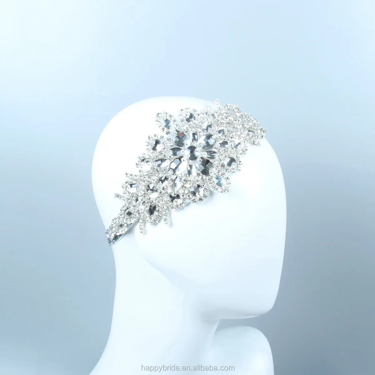 

Lowosaiwor Luxury Crystal Applique Bridal Headband Flapper Headpiece HD0059, Clear crystal applique