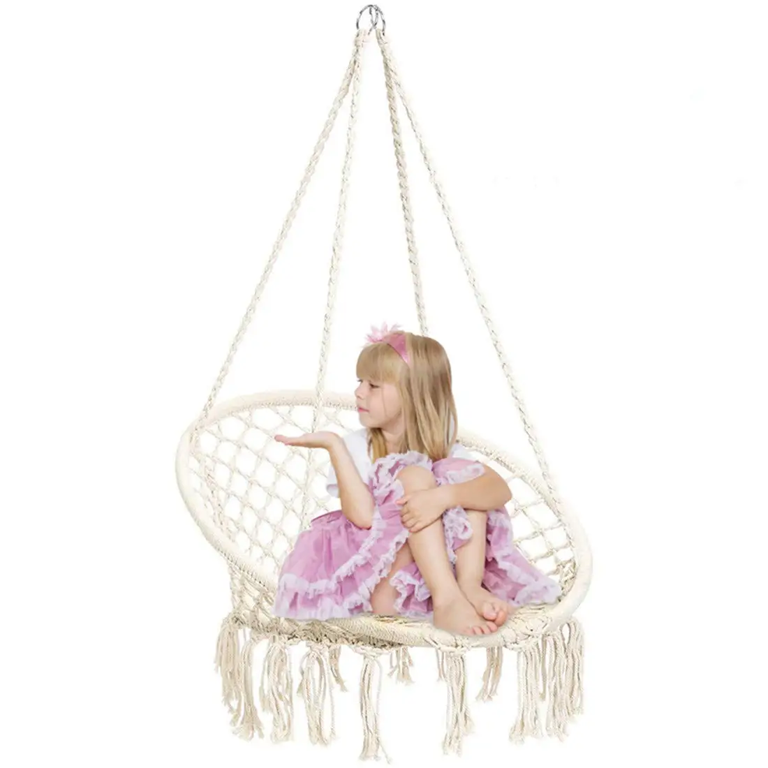 

Outdoor and indoor Cotton round swing chair, White