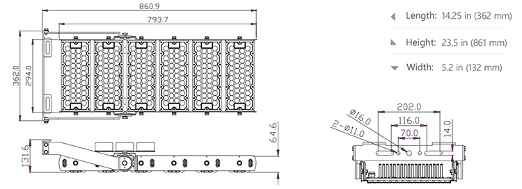 Module Adjustable Installation 600W Airport Lighting 96000LM LED High Mast Pole Light