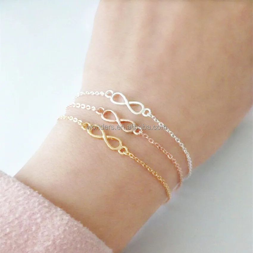 

Wholesale Infinity Love Charm Chain Bracelets Alloy Bracelets Rose Gold Gold Silver Plated Color