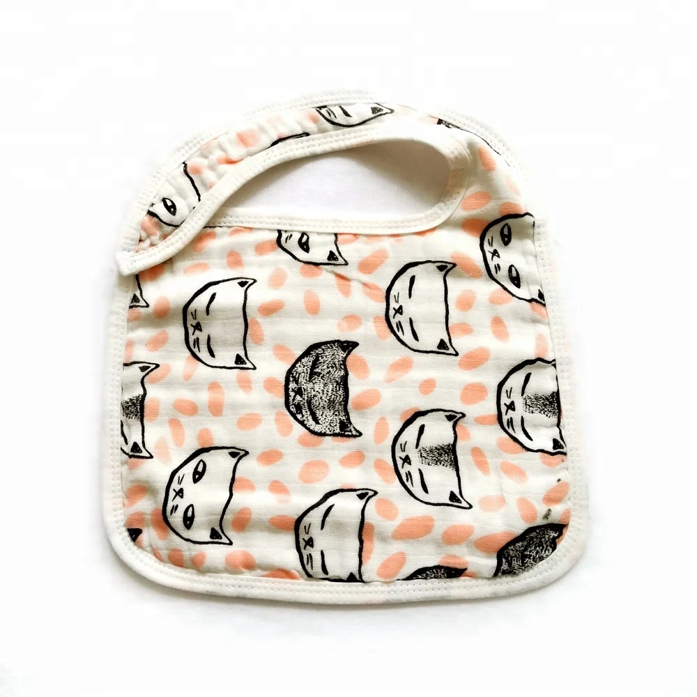 

Big Sale! Miracle baby 100% Cotton Muslin Snap Bib muslin bib custom white printing baby bandana drool baby bibs