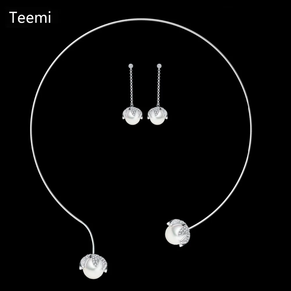 

LUOTEEMI Silver Gold Color Superior Quality Flower Pendant Hoop-Necklace Earring CZ Zircon Party Jewelry Sets for Women