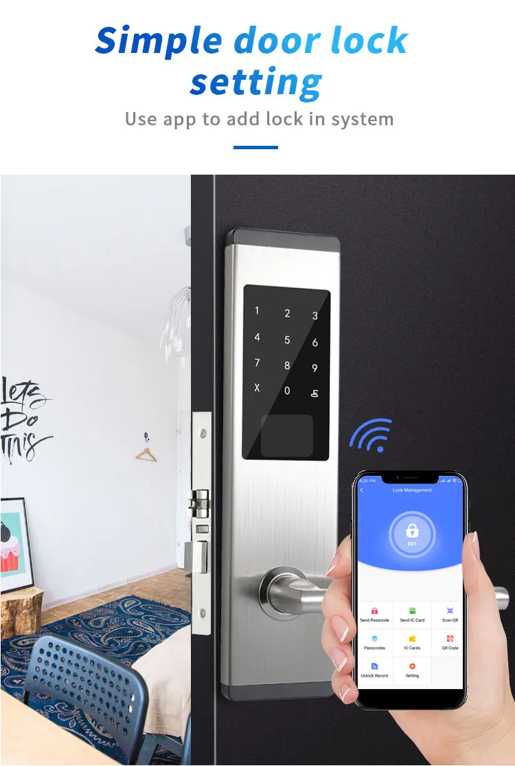 Security Electronic Door Lock APP WIFI Smart Touch Screen Lock Digital Code Keypad Deadbolt For Home Hotel Apartment - ANKUX.COM