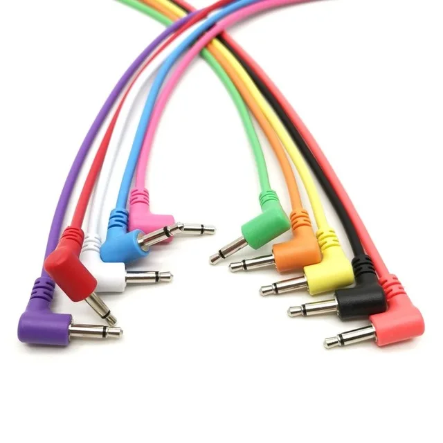 

Right Angle Mono Modular Patch Cables 1/8 3.5mm Eurorack Modular Synth 30cm, White \black \red\orange\yellow\green\blue \pink \purple