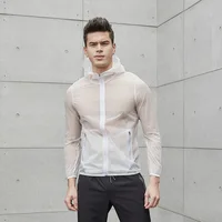 

man fashion sportswear outdoor sport hoodie size XS-3 XL Men's light weight transparent white windbreaker jackets