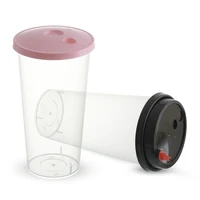 

PP coffee juice beer measuring cup hard plastic cups with lid and straw
