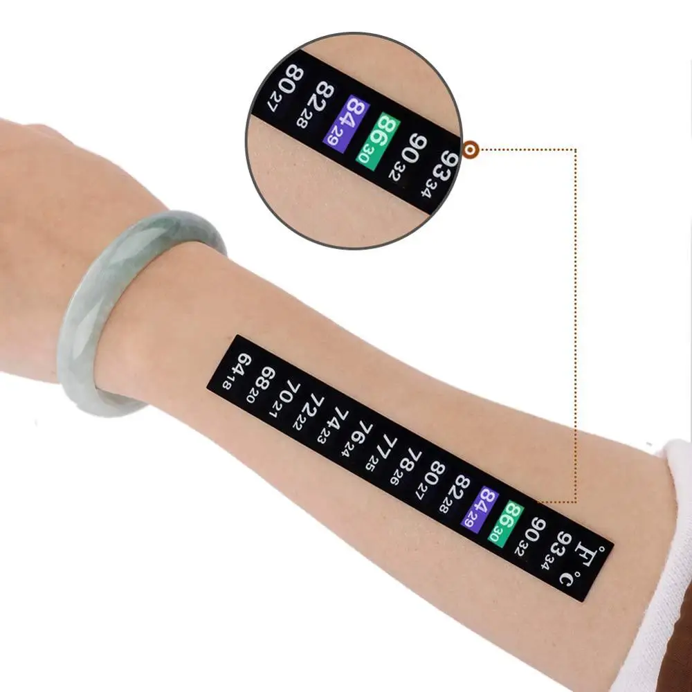 

Traditional Stick-on Digital Temperature Thermometer Strip Degree Fahrenheit and Celsius System Display 10 pcs/pack, Black