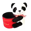 Wholesale Cute Plush Panda Pen Holders Handmade Cartoon Bear With Scarf Pen Container