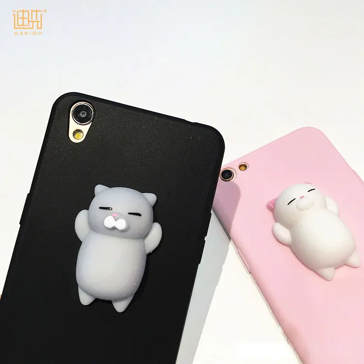 Hot sales summer cute cat 3d tpu phone cover waterproof cartoon squishy phone case for iphone