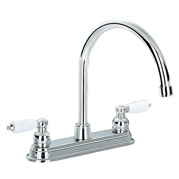 american standard deck mounted chrome finish double handle kitchen faucet