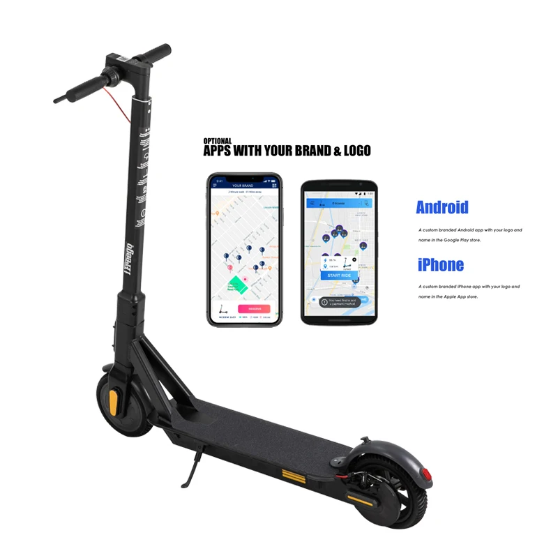 

New GPS tracking 2G 4G 5G IOS android APP QR scan electric sharing scooter for rental, Black