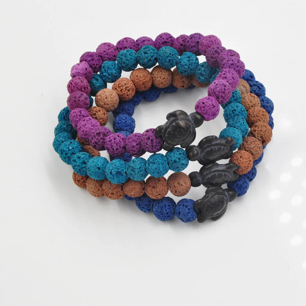 

New arrival mens bead bracelets Colorful Lava stone Little Turtle bracelets Yoga Buddha Energy Bracelets free shipping, Picture shows