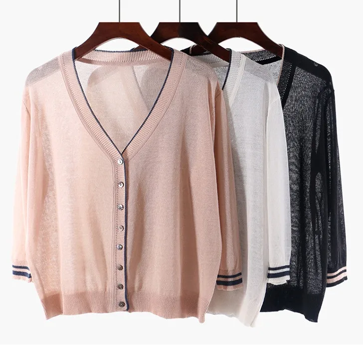 

2019 Best-selling Manufacturer Wholesale lady pullover Sweater Woman Summer cool ice silk Cardigan, As pictures showed or customized