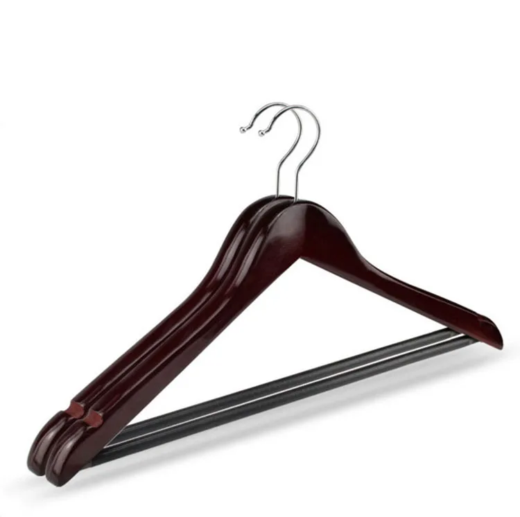 

China wholesale high quality antiskid black wood suit hanger, Natural wood color/ any color available