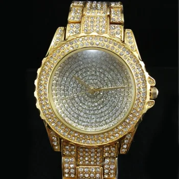 22k Gold Diamond Watch Women Causal Crystal Luxury Quartz Watch - Buy ...