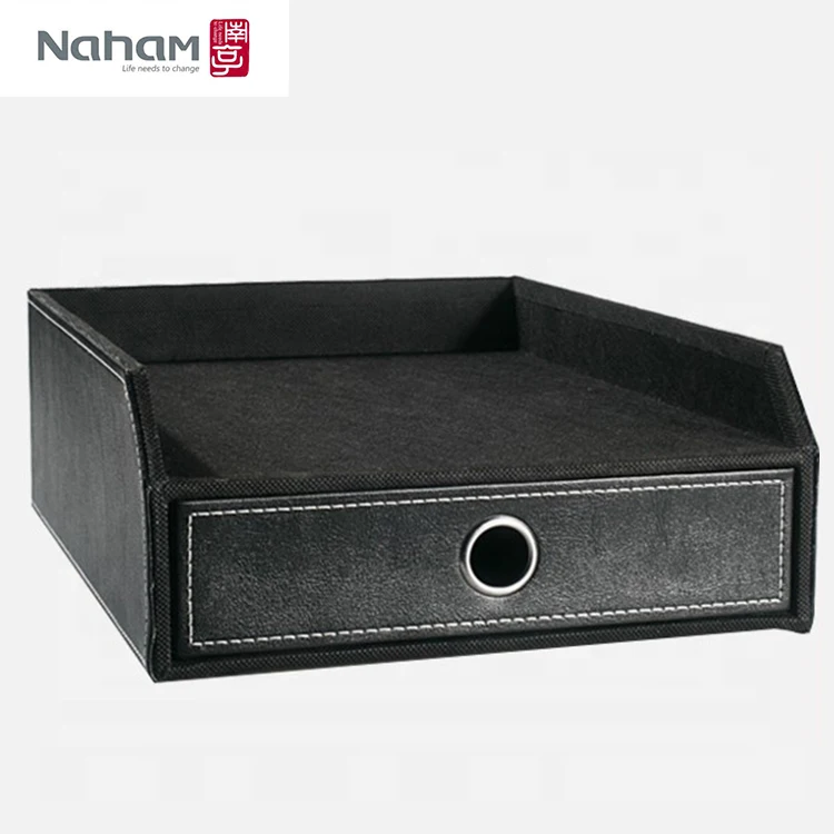 Naham Hot Selling Office Desk Organizer Faux Leather Drawer