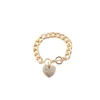 Gold with Clear Iced Out Heart 8.5 Inch Cuban Link 12mm Toggle Bracelet