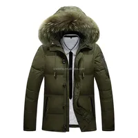

Man Running Grey White Canada Japanese Duck Goose Down Jacket Coat Parka Clothes Men With Detachable Fur Hood