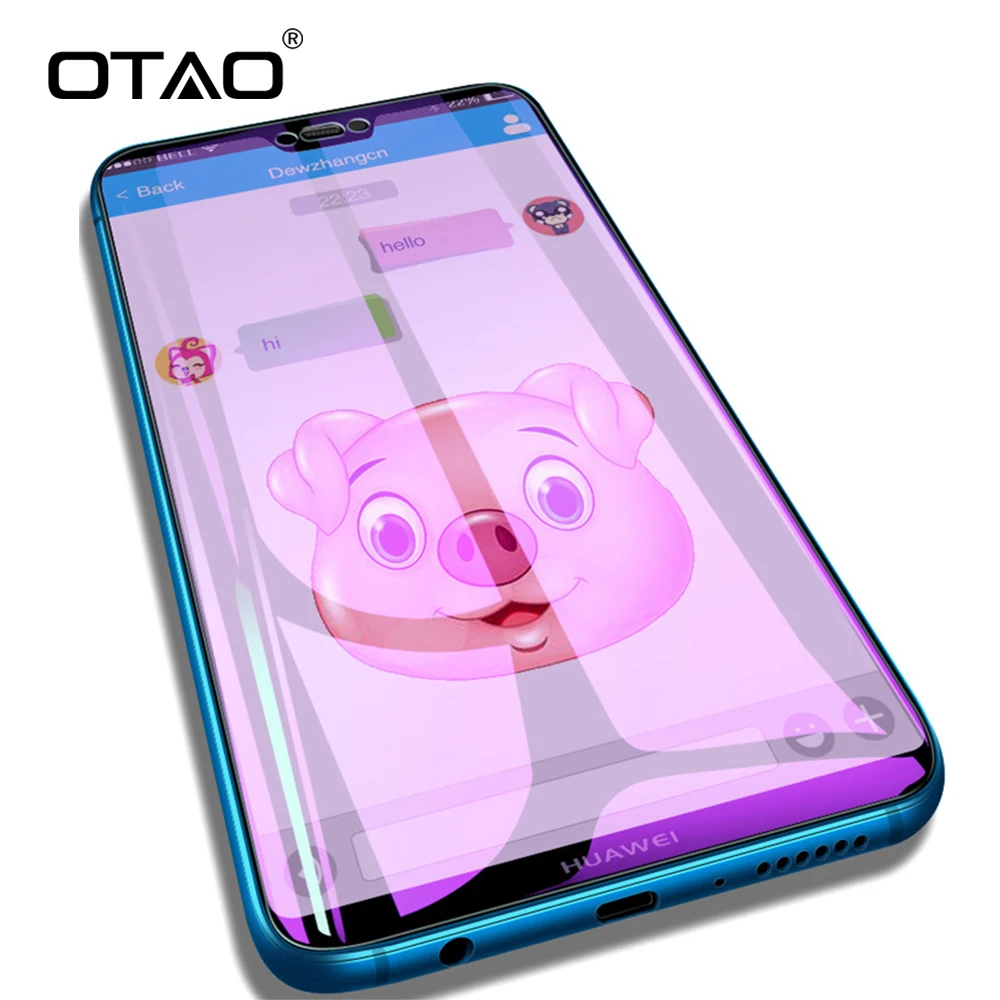 

OTAO Full Cover Phone Tempered Glass For Huawei P20 Lite For Honor 10 7X 8 9 Lite Anti Blue Screen Protector For Mate 20 20X 10