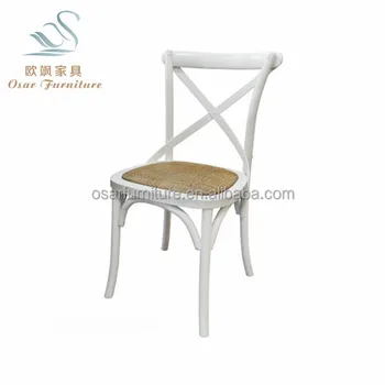Osar Rattan Cross Back White Stackable Rental Wedding Chairs