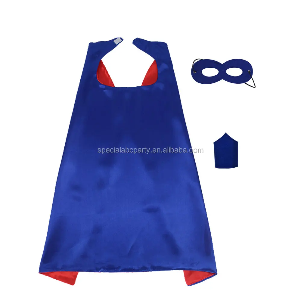 

Kids Navy Blue Superhero Capes With Mask Cheap Birthday Party Cape Decoration Cosplay Costumes, Blue;red