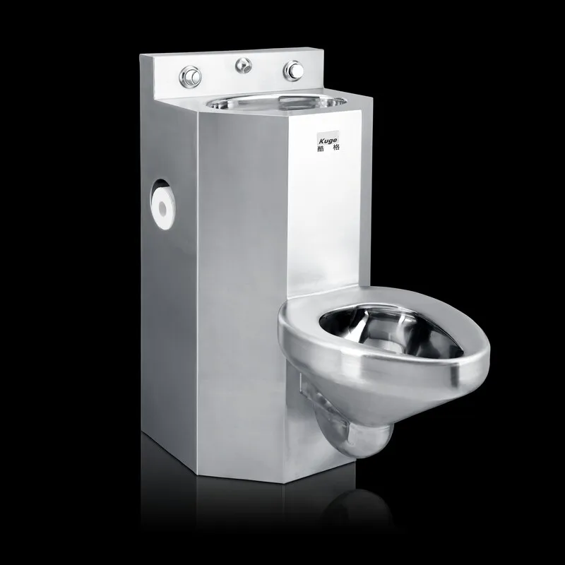 American Style Floor Mount One Piece Jail Cell Toilet With Sink