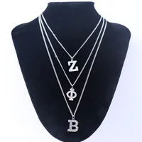 

Wholesale colleges zeta phi beta pendant crystal ZPB link choker layer charms necklace womenhood party