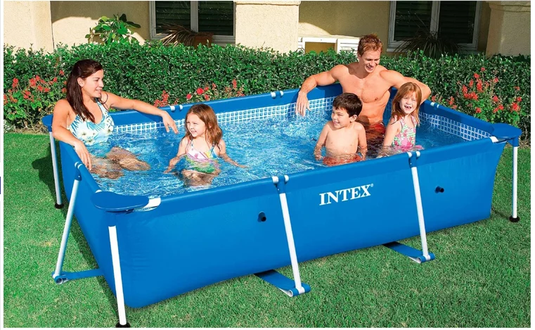 Intex 28271 Pvc Rectangular Metal Frame Baby Above Ground Family Use ...