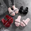 Fashion Rhinestone Women Indoor Slippers Warm Fur Home Floor Bedroom Shoes Soft Sole Non Slip Female Slippers