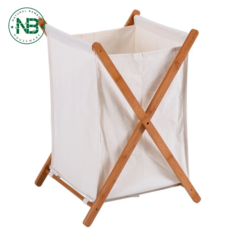Folding Original Bamboo Xframe Laundry Hamper Clothes Storage Basket