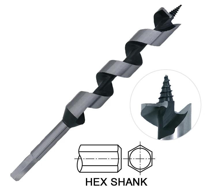 3Pcs 8inch Hex Shank Wood Auger Drill Bit Set with Double Blister
