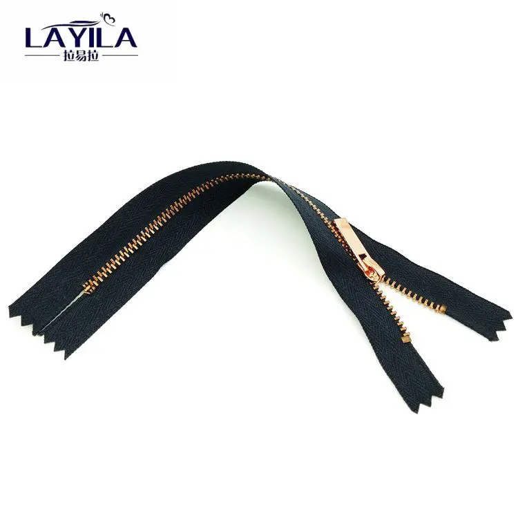 
Fashion decorative 6 inch golden close end metal zipper wholesale 