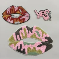 

2020 Custom Fashion Lips Design Iron On Sequin Embroidery Patch For Winner