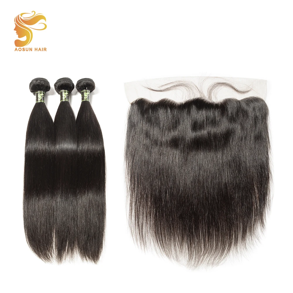 

Promotion Cuticle Aligned cambodia Straight Virgin Hair 3bundles Lace Frontals