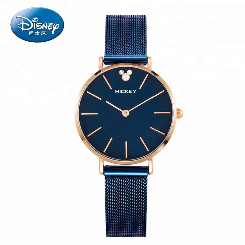 

Disney Authorized China Factory Fashion Rose Gold Coated Ladies Watches Stainless Steel Mesh Band