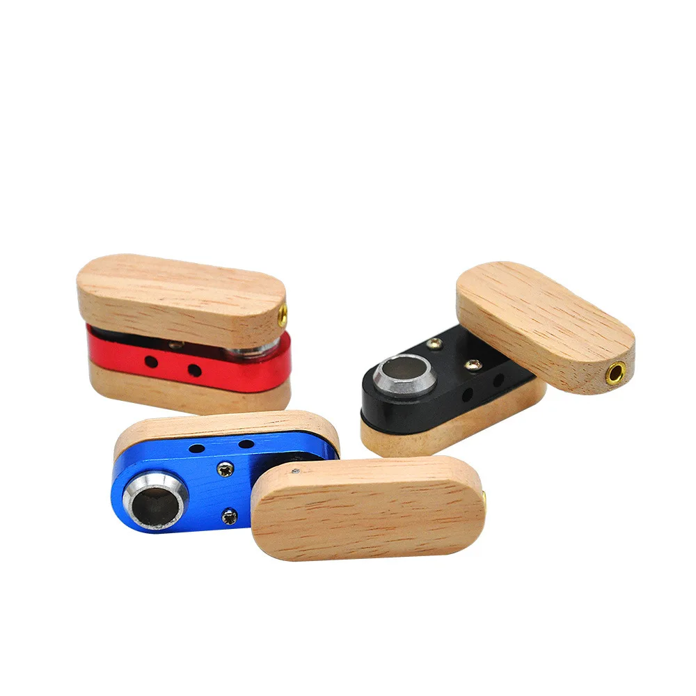 

Fold Box Smok Metal+wood Pipe Rotation Portable Creative Smoking Pipe Herb Tobacco Pipes Grinder Cigarette Holderpipas para fuma, Red;black and blue
