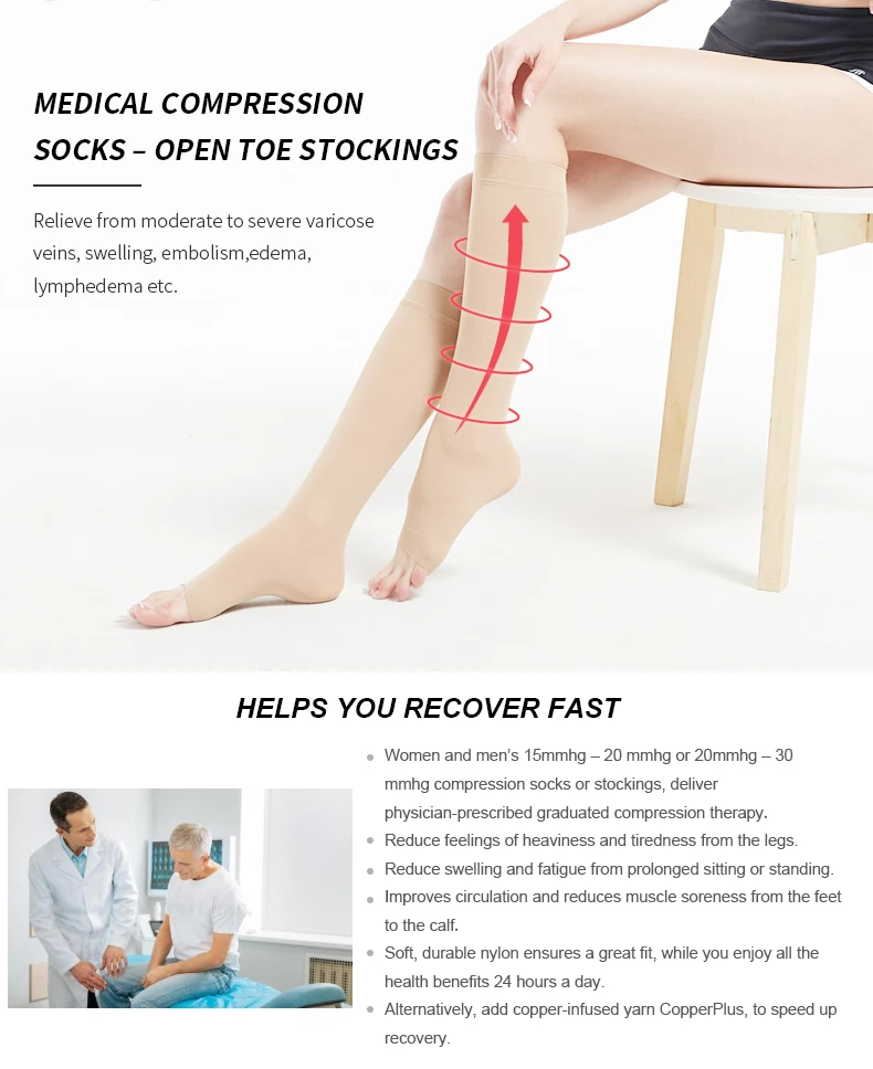 elastic medical diabetic grade toe compression socks for men