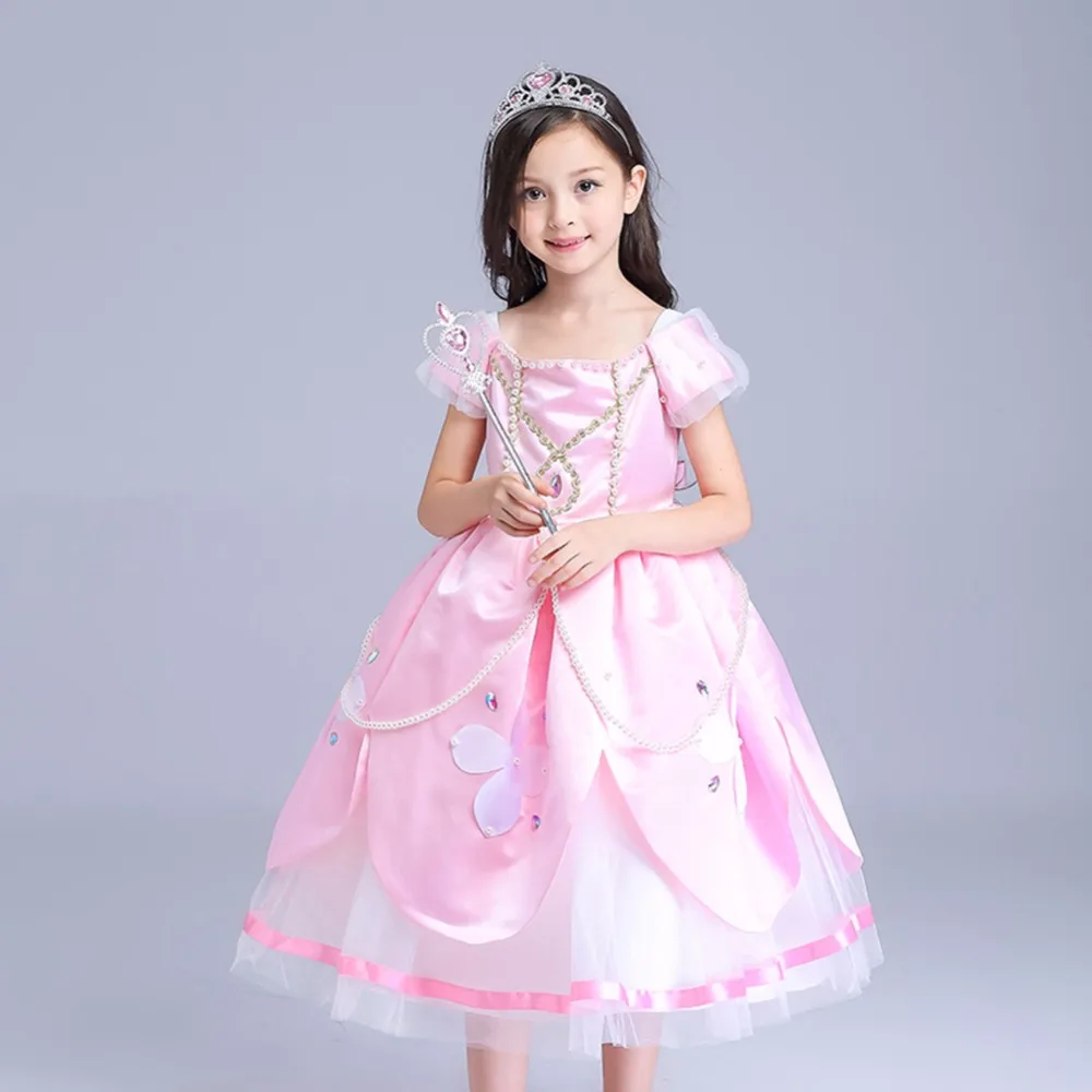 

Girls Holiday Ball Gown Cosplay Show Sofia Dress Little Girl Fancy Dress Pageant Party Costume Children Cosplay Dress Up, Purple;pink