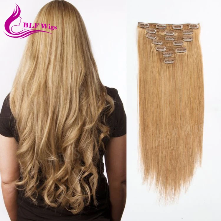 

Natural Blonde Hair Clip in Brazilian Human Hair Extensions for White Women